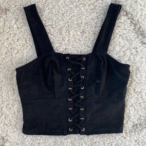 BEBE black lace up shirt